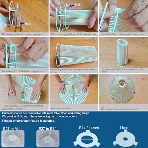 Pleated Lamp Shade for Arc/Arched Table Lamp/Floor Lamps Replacement Shade 5.9"Top X 16.5"Bottom X 11"High-Cream - Image 6