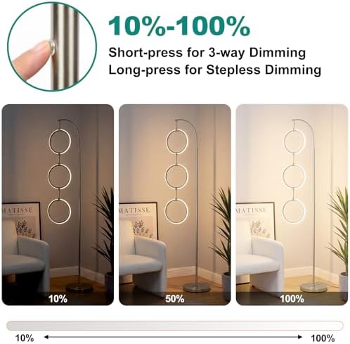 Bairth Silver 3-Light LED Floor Lamp, Modern Arc Floor Lamp for Living Room - Image 3