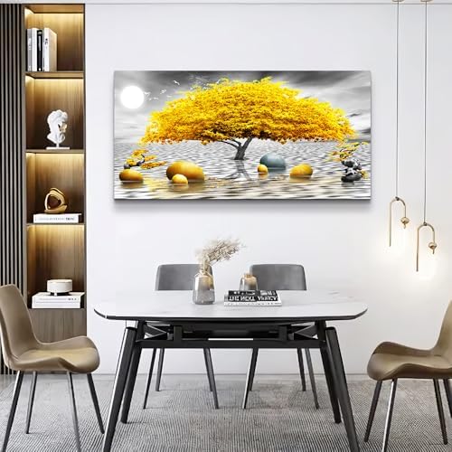 Wall decorations for living room Canvas Wall Art for bedroom Abstract wall decor Black and white Canvas Art Yellow tree paintings bathroom Home Decoration Hang Pictures Office large Wall Artworks - Image 6