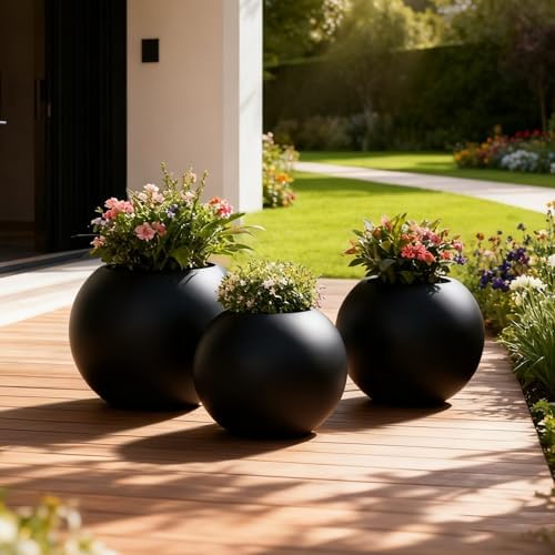 Large Round Planter,Planters for Indoor Plants & Outdoor,Durable Plastic Material Sphere Planter with Drainage Hole & Rubber Plug Weather Resistant,Plant Pot - Image 6
