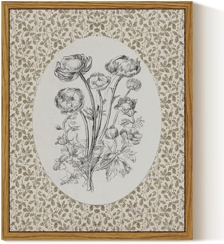 InSimSea Framed Wall Art Vintage Decor, Neutral Roses Floral Prints, 8x10In by InSimSeaArt