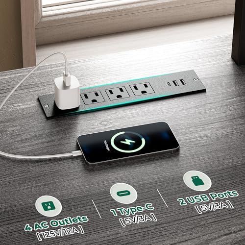 Huuger 63 Inch LED TV Stand with Power Outlets for 65 70 Inch TV - Image 3