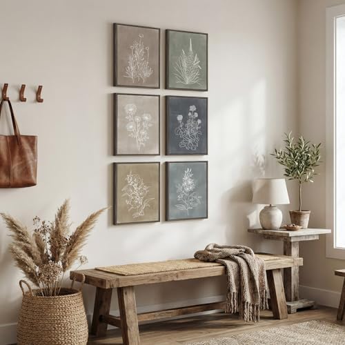 Framed Neutral Vintage Botanical Wall Art Set for Living Room, 12x16 In - Image 6