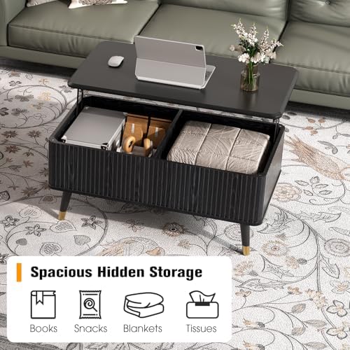 JOINICE 38" Lift Top Coffee Table with Storage for Living Room,Black - Image 3
