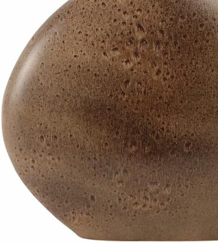 Oval Ceramic Vase for Living Room and Home Decor - Modern Pottery Flower Vase for Tabletop Accent - Sculptural Earthenware Design for Bedroom, Room, House and Office Table Display - 14”, Brown - Image 7