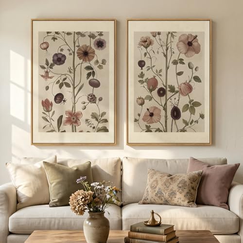 Large Framed Vintage Floral Botanical Wall Art for Living Room, 24x36 In by Cuspin