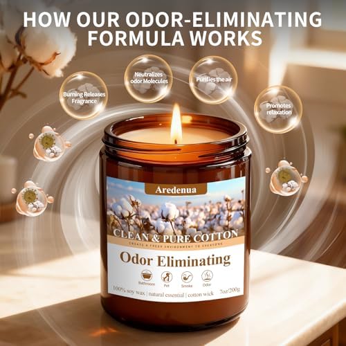 Clean Cotton Odor Eliminating Candles, 7 oz Soy Scented Candle - Image 6
