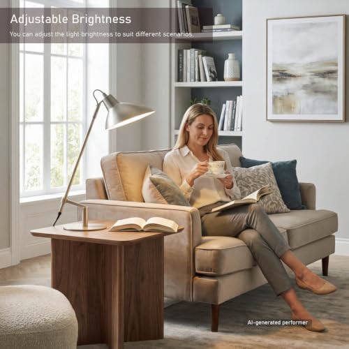 Desk Lamp Modern Industrial 100% Metal Adjustable Table Lamp 24", Natural Light (4000K) with Dimmer, Ideal for Office Bedroom Study Room Living Room Nightstand Bedside Lamps Nickel - Image 4