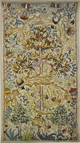 European Summer Quince by William Morris | Woven Tapestry Wall Art Hanging | Fruit Tree with Swirling Acanthus Leaf Design | 100% Cotton USA Size 64x34 by FineArtTapestries