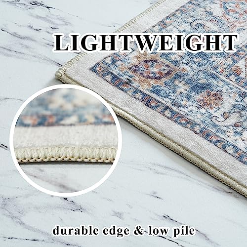 Hallway Washable Runner Rug - 2x3 Kitchen Rugs Entryway Rug Runner Vintage Soft Floor Mat Non Slip Indoor Farmhouse Carpet for Bathroom Living Room Bedroom (2 X 3, Brick) - Image 6