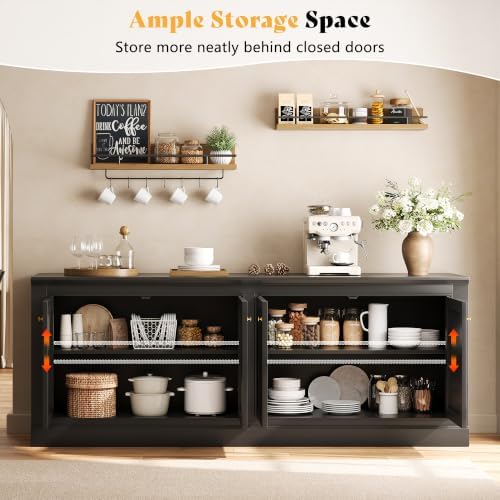 AMERLIFE 72" Modern Sideboard Buffet Cabinet with Vertical Grooved Doors - Image 3