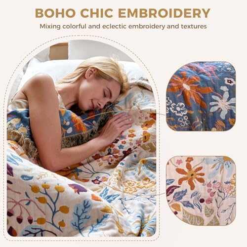 LUTBM Boho Throw Blanket for Couch 50"x60", Cotton Decorative Bed Throws - Image 4