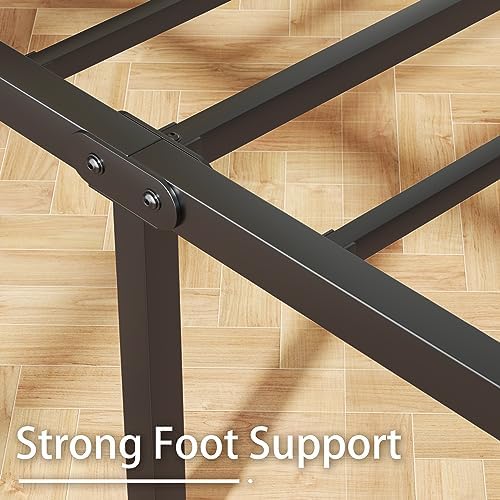Fluest Twin Bed Frame with Headboard and Footboard, Metal Twin Bed Frame with Under Bed Storage, All-Metal Support System, No Box Spring Needed, Easy Assembly,Rustic Brown - Image 6