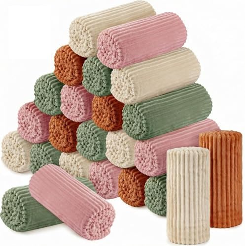 Buryeah 24 Pcs Flannel Blankets Bulk,Fall Outdoor Wedding, Classic Color by Buryeah
