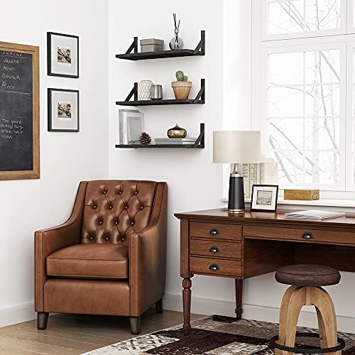 Forbena Black Floating Shelves Bathroom Set of 3, Wooden Wall Book Shelves, Rustic Shelf for Storage, Bathroom Organizer, Living Room, Kitchen, Office (Black) - Image 4