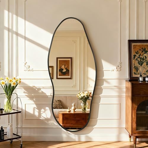 Dorlicecass Mirror Full Length - Irregular Full Body Wall Mirror Hanging 55"x 23" Asymmetrical Aviation Aluminum Alloy Frame Unique for Bedroom, Living Room, Cloakroom, Entryway by Dorlicecass