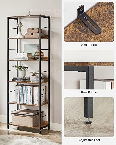 VASAGLE 6-Tier Bookshelf, Bookcase with Shelves, Storage Shelf, Living Room - Image 7