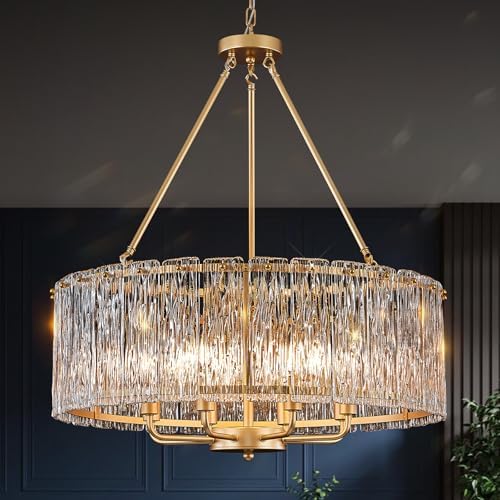 CATINER Modern 24.4" Crystal Glass Chandelier 8-Light Gold Chandeliers by CATINER