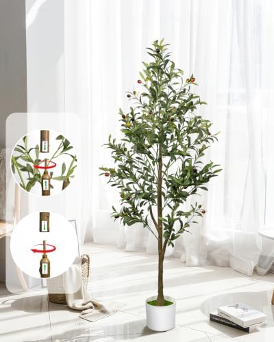 5FT Artificial Olive Tree Indoor Tall Faux with Planter - Image 3