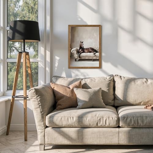 AVECCO Framed Horse Lying on Sofa Canvas Wall Art Vintage Decor 12x16 inch - Image 3