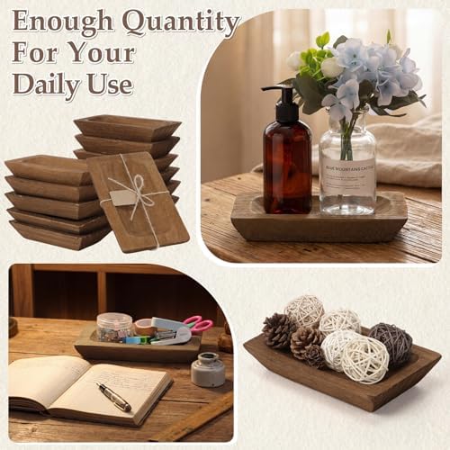 Tioncy 12 Set Wooden Dough Bowls for Decor Bulk, Small,Rectangular - Image 5