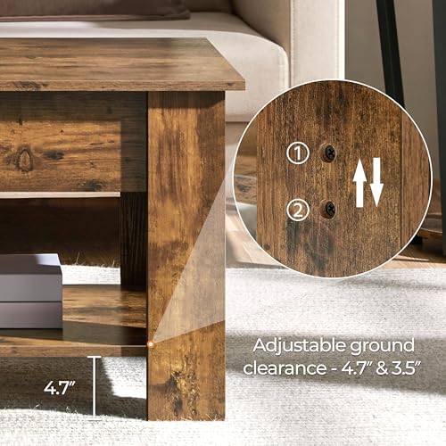 Yaheetech 47.2 in Lift Top Coffee Table with Storage Shelf, Rustic Brown - Image 5
