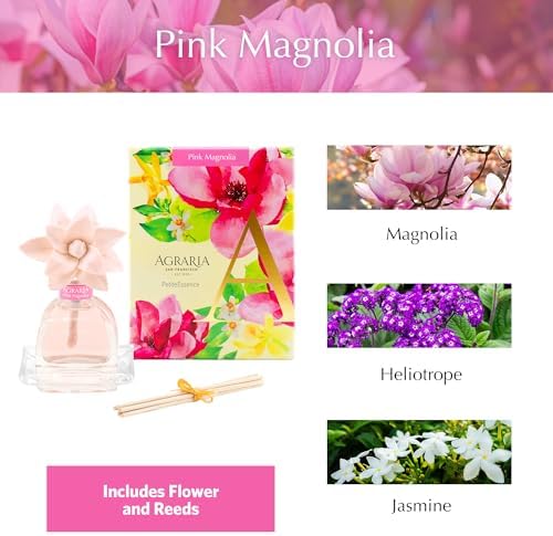 Agraria PetiteEssence 1.7oz Flower and Reed Diffuser Set, Hand Crafted Sola Flower Botanical Air Diffusers for Home, Magnolia Pink Decorative Diffuser - Image 3