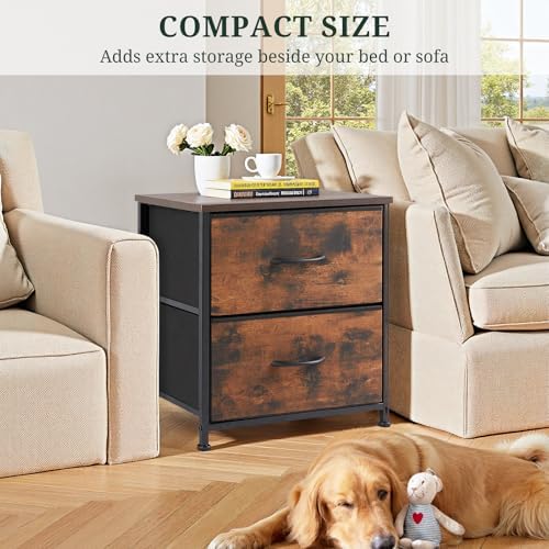 Nightstand Small 2 Drawer Dresser End Table Bedside Furniture - Image 5