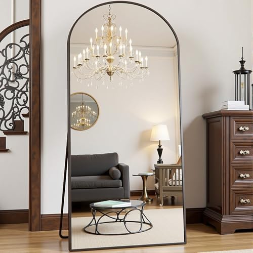 Prywot Arched Full Length Mirror, 70"x26" Free Standing Floor Mirror, Black - Image 2