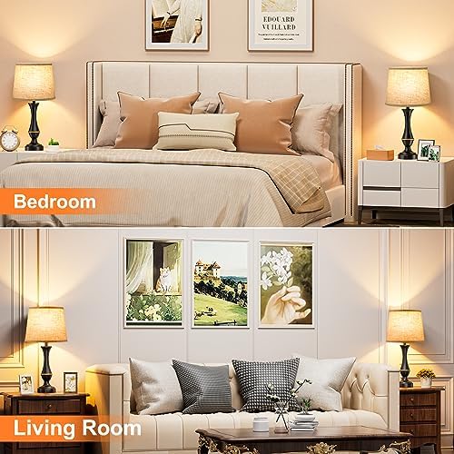 Touch Lamps for Nightstand, 3 Way Dimmable Lamps for Bedroom with USB C+A - Image 4