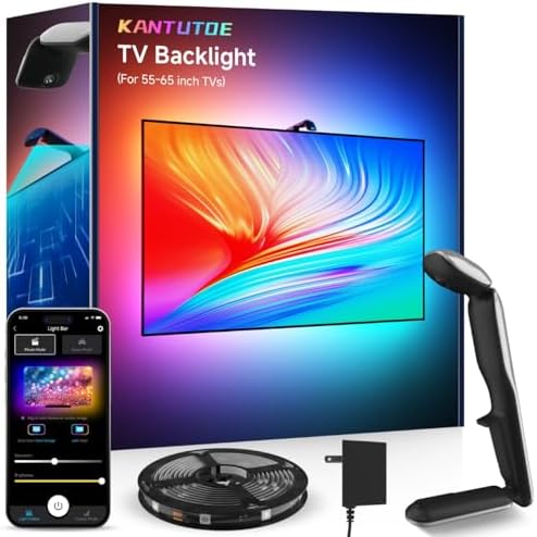 KANTUTOE TV LED Backlight Sync to Screen, 10.5ft LED Lights for 32-50 Inch TVs & PC Monitors, Smart App Control TV Lights that Change with TV, Backlight with Camera, Music Sync Strip Lighting by KANTUTOE