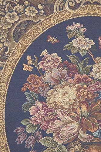 Decorative Floral in Vase Dark Blue Tapestry Wall Hanging 30 x 25 in - Image 3