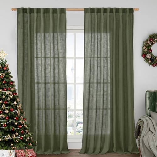 LAMIT Extra Wide Linen Curtains for Bedroom Living Room 60 x 84 Inch by LAMIT