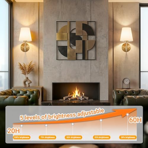 Nekhung Battery Operated Wall Sconce, Peel and Stick Sconces Set of 2 - Image 6