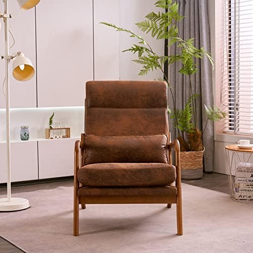 Karl home Accent Chair High Back Mid-Century Modern, Brown - Image 3