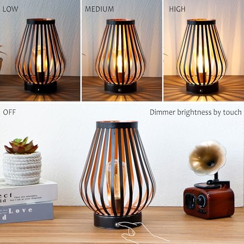 JHY DESIGN Dimmable Touch Bedside Table Lamp 8.5''H Rechargeable Battery Powered Lamp with LED Edison Style Bulb Cordless Accent Lamp for Weddings Parties Patio Events for Indoors Outdoors - Image 4