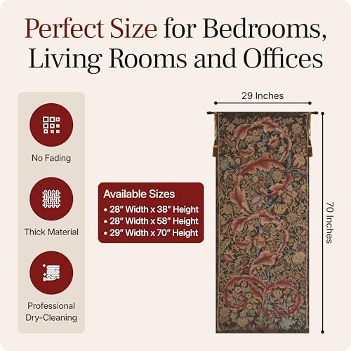 William Morris Acanthe Brown Large Tapestry Wall Hanging 70 x 29 in - Image 2
