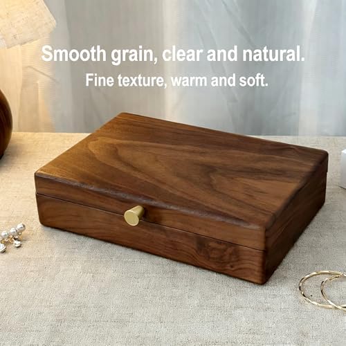 Bescott 1 Layer Solid Black Walnut Wooden Jewelry Box for Women Wood Vintage Organizer for Men Earrings Rings Necklaces Bracelet Watch Storage - Image 2