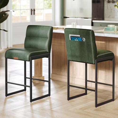 VASAGLE Bar Stools Set of 2, Counter Height Chairs with Backs, 26.4-Inch by VASAGLEbySONGMICSHOME