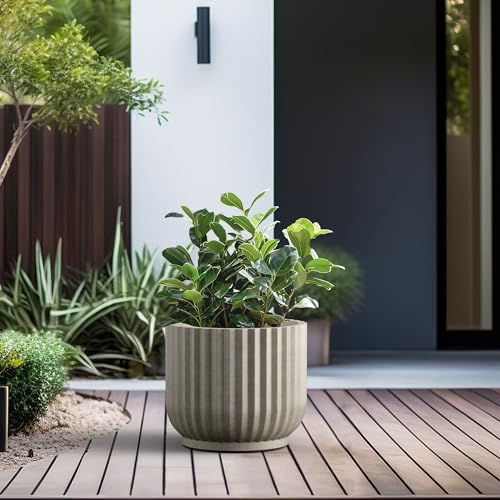 Kante Accent Round Pedestal Weathered Concrete Planter 14" Dia, Outdoor - Image 4