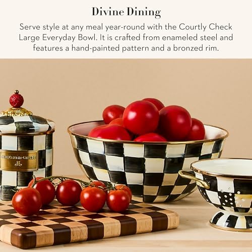 MACKENZIE-CHILDS Everyday Bowl, Large, Black-and-White Courtly Check - Image 2