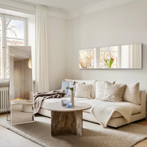 Full Length Floor Mirror 56"x15", Large Standing Body Mirror, Silver - Image 6
