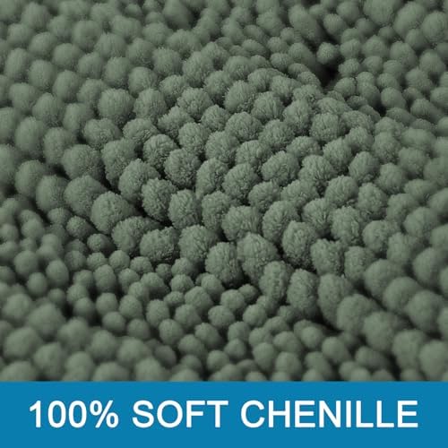H.VERSAILTEX Bathroom Rugs Bath Rug Set 2 Piece Bathroom Contour Rug Toilet Mat Non Slip Contour Bath Rug Ultra Thick Water Absorbent Striped Bath Mats Washable(20" x 32" Plus 20" x 20" U, Green Bay) - Image 3