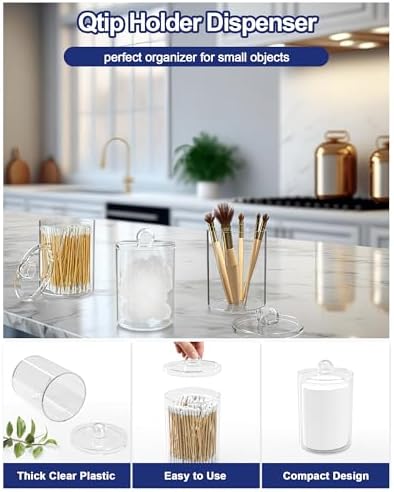 Bathroom Counter Organizer and Storage with 2 Pack Qtip Holder Dispenser, 7 Slots Detachable Toothbrush Holders for Bathrooms, Anti-Slip Electric Toothbrush and Toothpaste Holder Countertop - Image 5