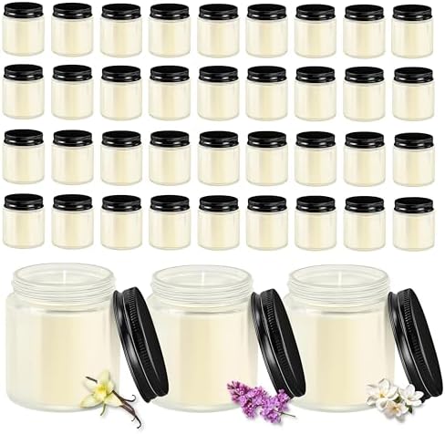 ACITHGL 36 Pcs 4oz Mini Mason Jar Candles Small Scented Candles Bulk Aromatherapy Ideal Souvenir Favors for Wedding Birthday Party (Vanilla, Lilac, Gardenia, Black) by ACITHGL