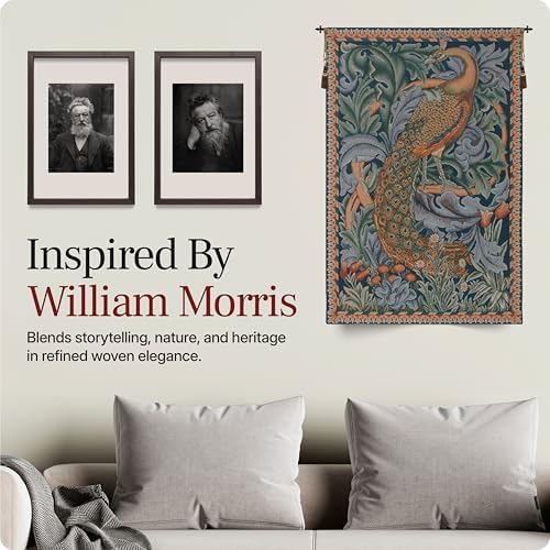 William Morris Peacock Tapestry Wall Hanging 42 x 29 in - Image 4