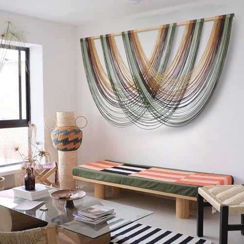 Macrame Wall Hanging Large Boho Wall Decor Yarn Wall Art Tapestry 57"W*31"L - Image 4