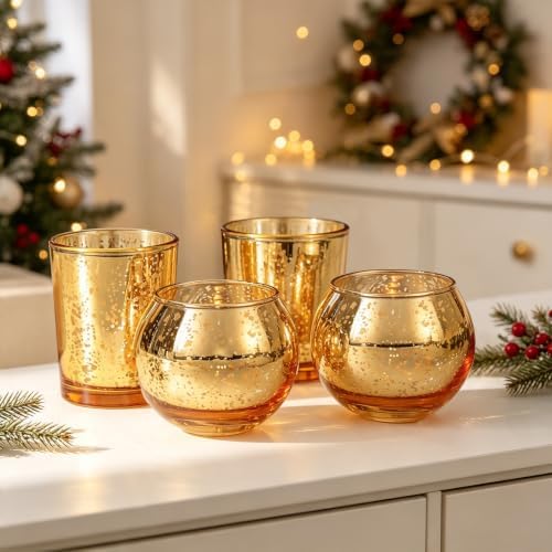 Volens Gold Party Decorations 72pcs, Assorted Glass Votive Candle Holders - Image 5