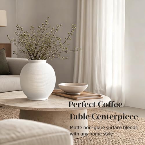 Large White Ceramic Vase, 10.8" Sandstone White - Image 4
