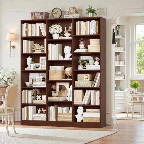 FACBOTALL Triple Wide Bookshelf, Large Bookshelf with 17 Display Shelves - Image 2